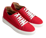 Red canvas trainers