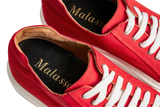 Red canvas trainers